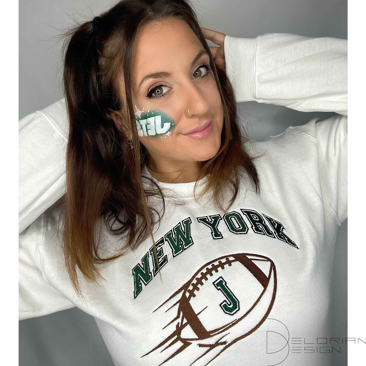 NEW YORK J Football Hoodie & Sweatshirt Embroidered